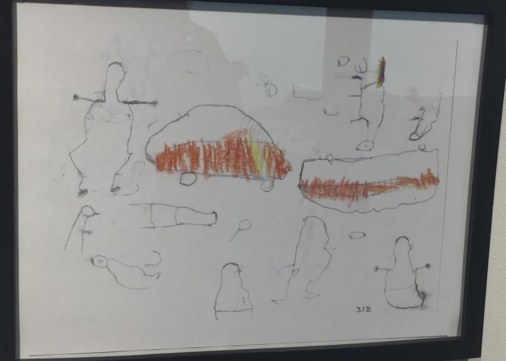 A Child's stick drawing of war casualties