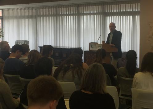 Dr. Timothy P. Longman, Associate Professor of Political Science and International Relations at Boston University, giving a lecture on the Rwandan Genocide